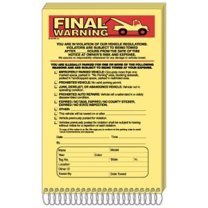 Final Warning Parking Violation Book
