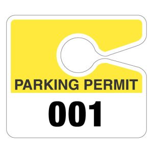 Yellow Plastic Rearview Mirror Parking Permit