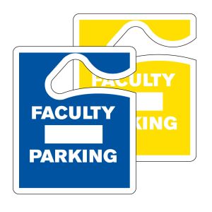 Faculty Parking Hang Tag - Solid Colors