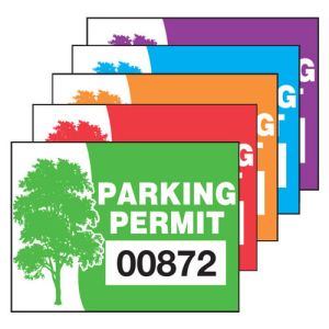 Static Cling Parking Permits - Oak Tree - Rectangle Shape