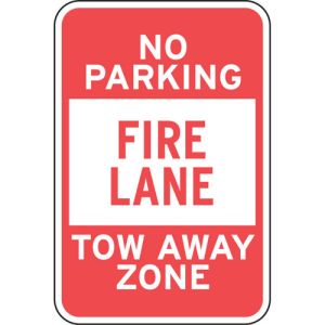 Fire Lane Signs - "Tow Away Zone No Parking"