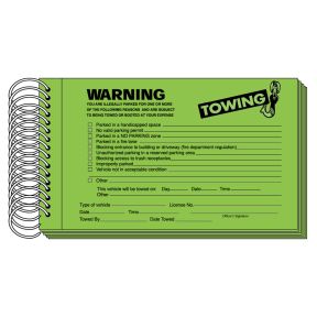 Green Fluorescent Parking Violation Book