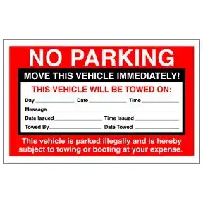Parking Violation Stickers - No Parking (Move or be Towed)