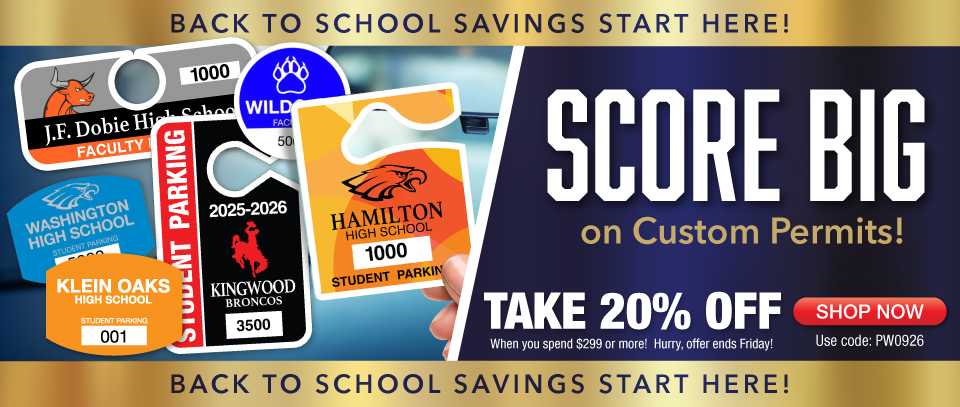 Score big on Custom Parking Permits and Stickers for parking lot management.